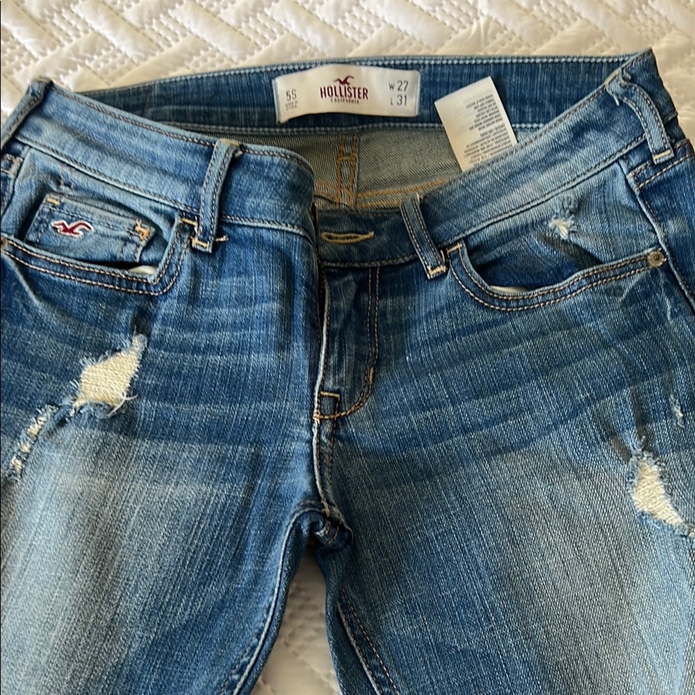 Hollister Blue Skinny Jeans Distressed Denim